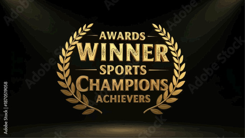 Awards Winner Sports Champions Achievers 3D Golden Vintage Logo Design