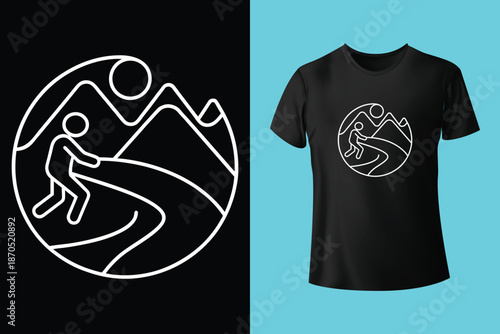 Peak thrills t shirt design featuring skier winter adventure awaits themed apparel vector template perfect for snow sports enthusiasts and frosty escapades