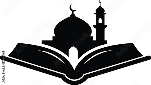 Ramadan mosque and Quran book vector illustration for Islamic holiday design