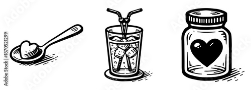 甘い想いを表現したバレンタインステッカー、Sweet Valentine Sticker Illustration Set
