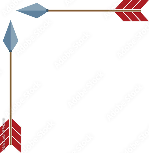 Two arrows with red fletching and gray arrowheads pointing in different directions on a white background