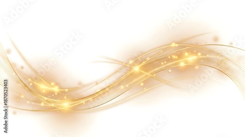 Elegant golden abstract wave with sparkles on white background,luxury festive backdrop for celebration,holiday invitation,award event or digital design