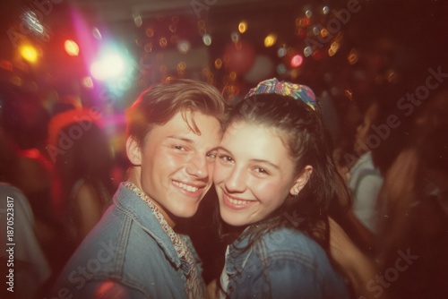 Wallpaper Mural A Night of Joyful Connection: Celebrating Friendship and Fun at a Vibrant Dance Party Under Colorful Lights Torontodigital.ca