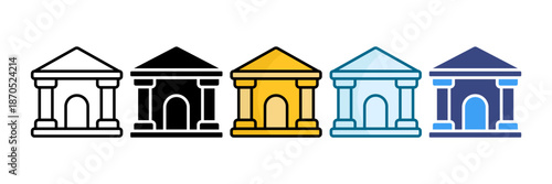 Courthouse Icon Set Multiple Style Collection