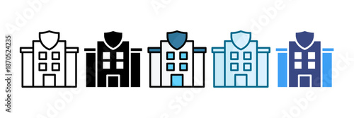 Police Station Icon Set Multiple Style Collection