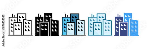 City Skyline Icon Set Multiple Style Collection