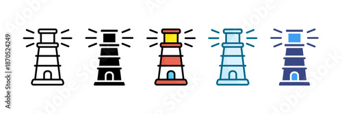 Lighthouse Icon Set Multiple Style Collection