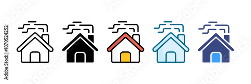 Cottage Icon Set Multiple Style Collection