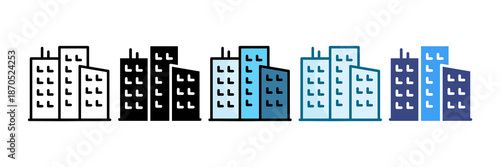 City Block Icon Set Multiple Style Collection