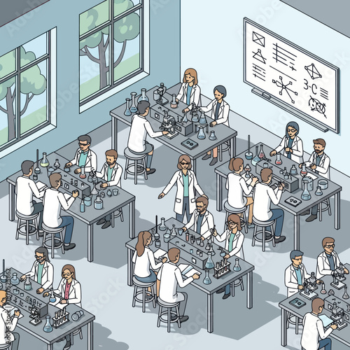 Scientists Conducting Experiments in Laboratory Setting.