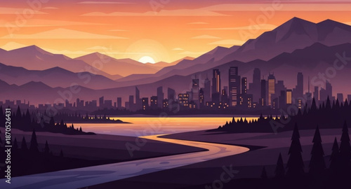 sunset in the mountains