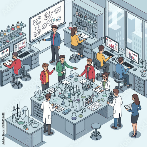 Scientists Conducting Experiments in Laboratory Setting.