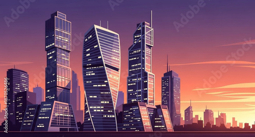 chicago skyline at sunset