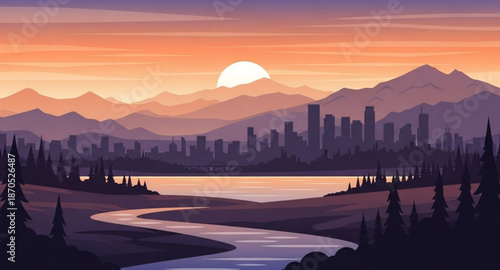 sunset in the mountains