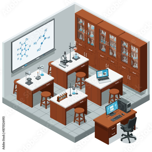 Laboratory Workstations with Equipment and Computers.