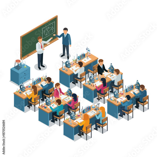 Teacher and Students in Classroom Setting.