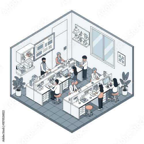 Laboratory Workers Conducting Scientific Research Experiments.