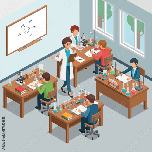 Students Conducting Science Experiments in Laboratory.