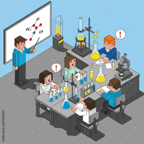 Students Conducting Science Experiment in Laboratory.