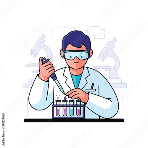 A scientist working with test tubes