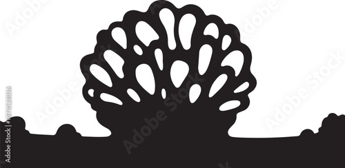Black Silhouette of a Flower or Mushroom Isolated