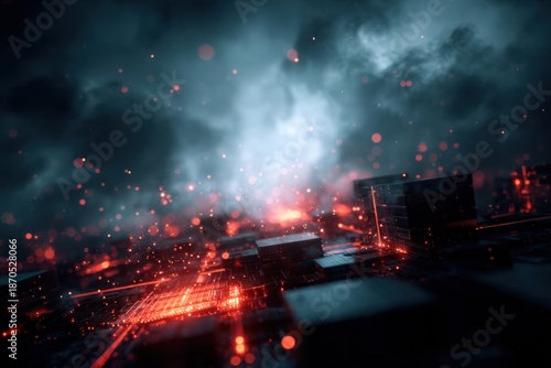 Wallpaper Mural A Dramatic Fusion of Light and Shadow: Exploring the Urban Landscape in a Mystical Glow Torontodigital.ca