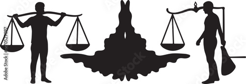 Justice and law concept with scales and money bag