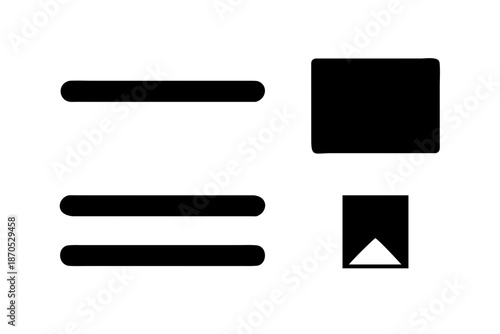 A set of four black geometric shapes on a white background