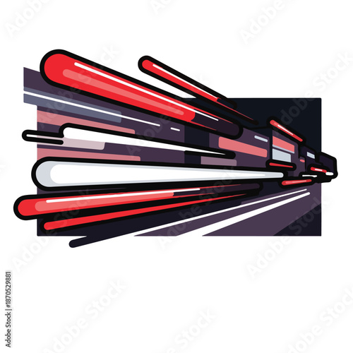 A speeding train with motion lines