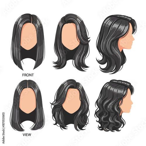 Various Hairstyles and Hair Colors Showcased from Multiple Angles