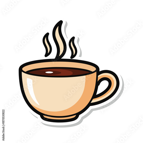 A steaming hot cup of brown liquid