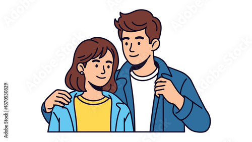 A Couple's Serene Moment: Capturing an illustration of a tender moment between a couple, embodying a sense of warmth, closeness, and affection. 