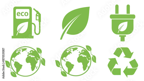 Eco Friendly Icons Set for Sustainability.