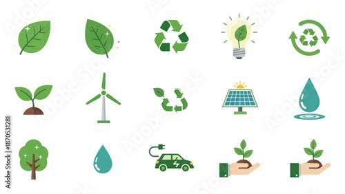 Eco Friendly Symbols and Icons Set.