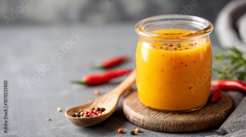 homemade mango habanero sauce in a small glass jar