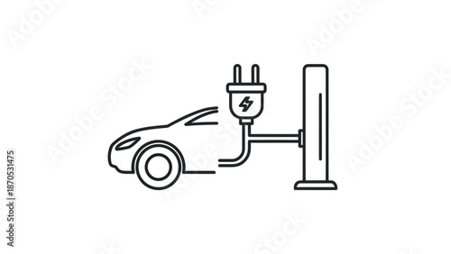 Electric Car Charging Station Illustration.