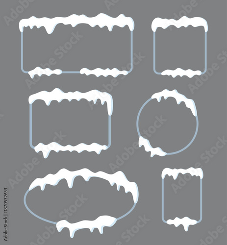 Snow icicle frame vector design. Ice cartoon vector border