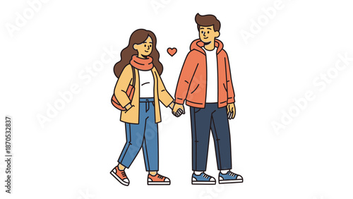 Holding Hands: A Couple's Gentle Stroll: A charming pair of lovers strolling hand-in-hand, their connection radiating warmth and affection, embodies the simple joy of companionship and romantic love.