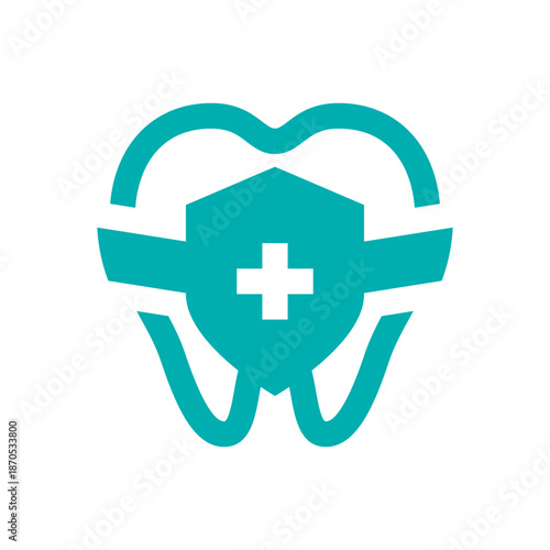 Dental logo with cross and shield template vector