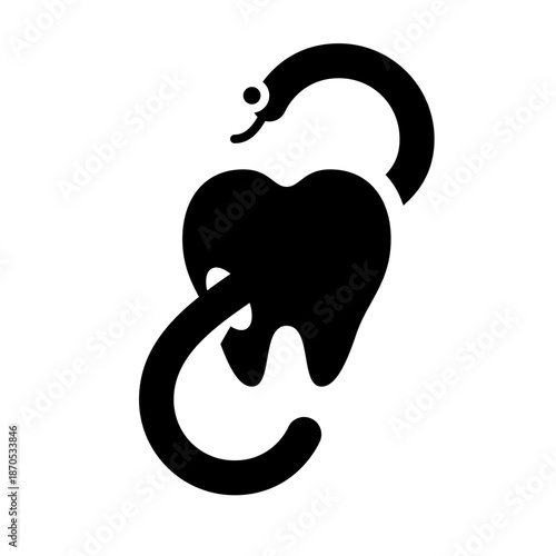 Dental logo with tooth and snake logo template vector