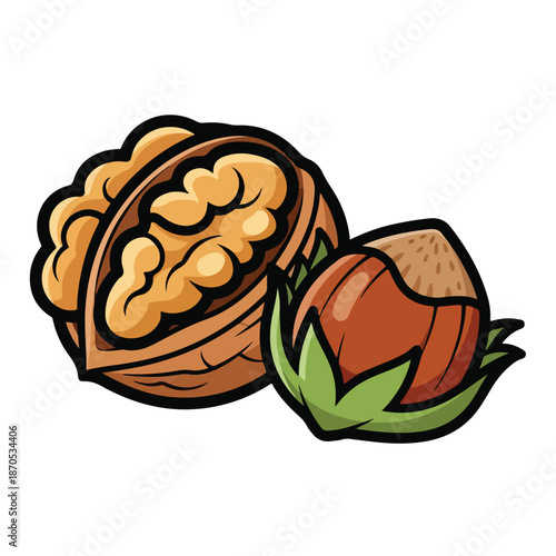 Cartoon illustration of two nuts