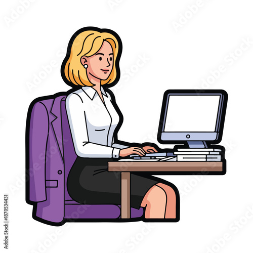 A woman working on a computer