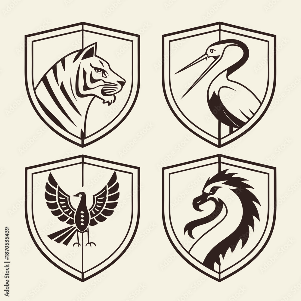 Fototapeta premium Samurai Animal Crest Set 1