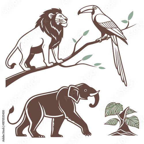 Retro Jungle Animal Icon Set