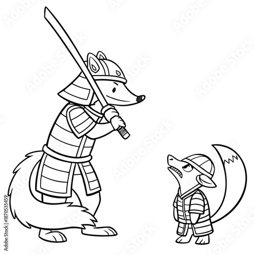 Samurai Animal Line Art 1
