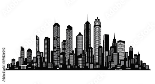 Modern city skyline with sleek skyscrapers and urban landscape