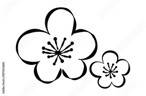 梅の花の線画イラスト