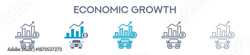 Economic Growth Element For Design Graphic - Multi Styles. Vector Illustration Of Two Colored And Black. Multiple Icons Designs Can Be Used For Mobile, Ui, Web 
