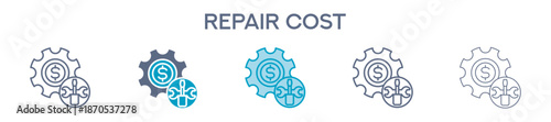 Repair Cost Element For Design Graphic - Multi Styles. Vector Illustration Of Two Colored And Black. Multiple Icons Designs Can Be Used For Mobile, Ui, Web 
