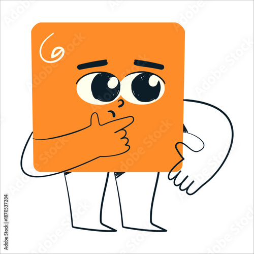 Cute character shape element with facial expression. Hand drawn vector illustration.